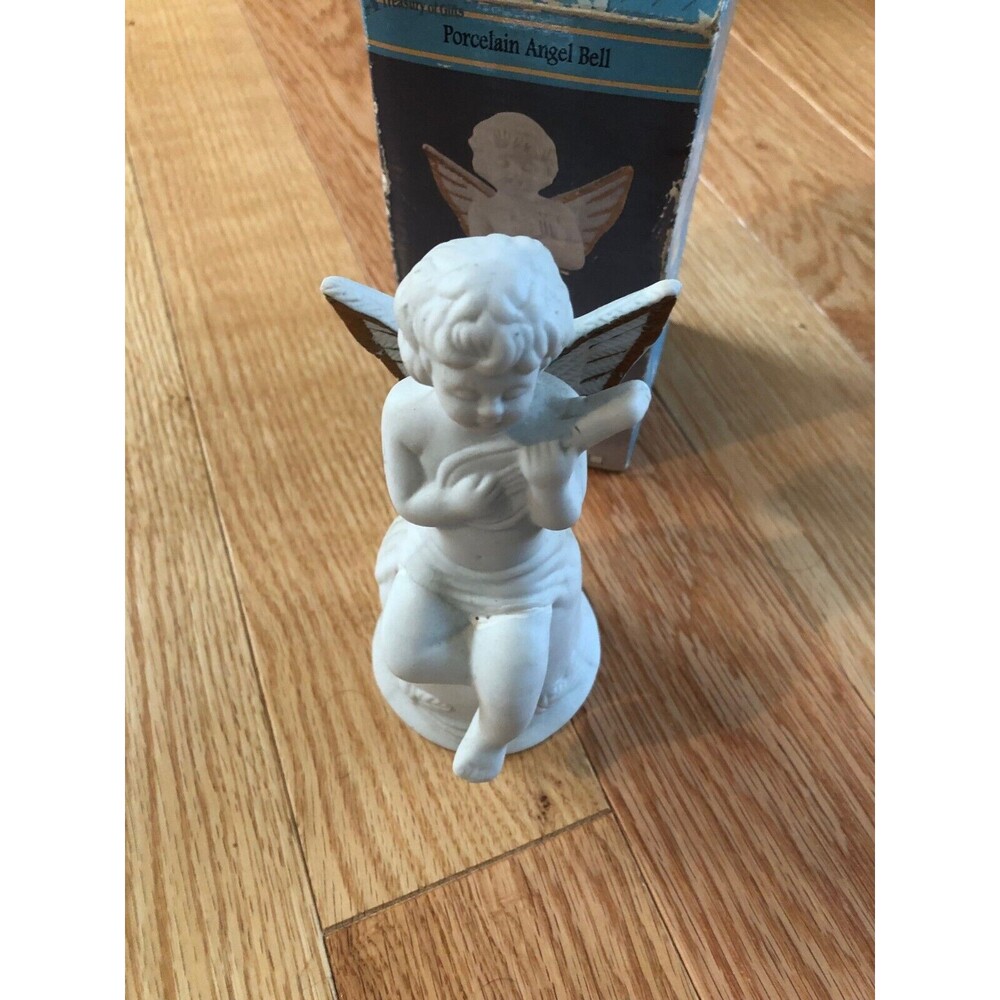 Vintage Porcelain Angel Bell Ivory in Box 1995- 6 inches‎